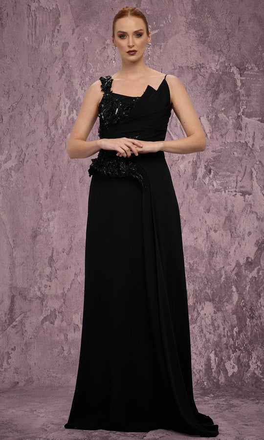 MNM COUTURE J03563 - Beaded Applique Sleeveless A-Line Gown