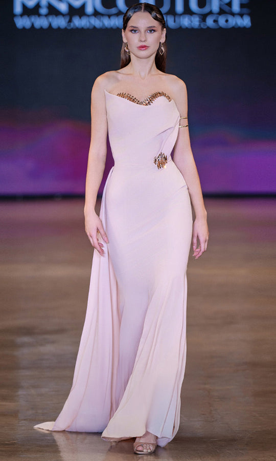 MNM COUTURE J03584 - Crystal Embellished Sweetheart Evening Gown