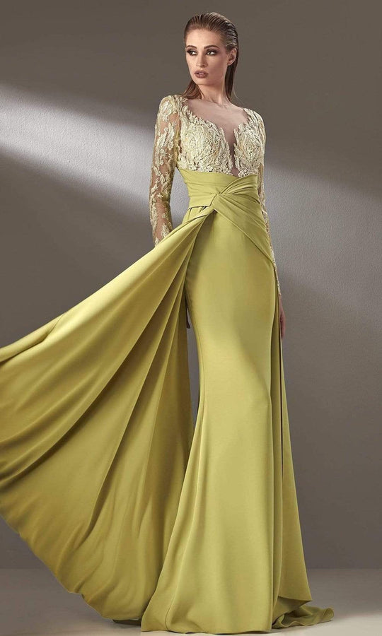 MNM Couture K3893 Illusion Jewel Applique Dress