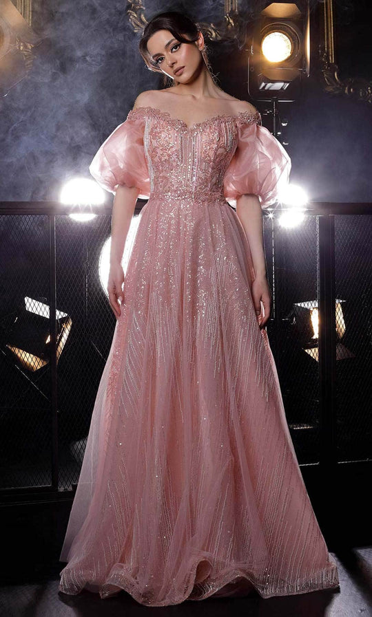 MNM Couture K3971 - Sheer Bell Sleeved Prom Gown