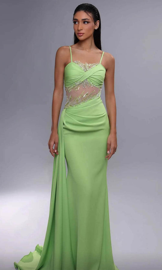 MNM Couture K4081 - Illusion Midriff Evening Dress