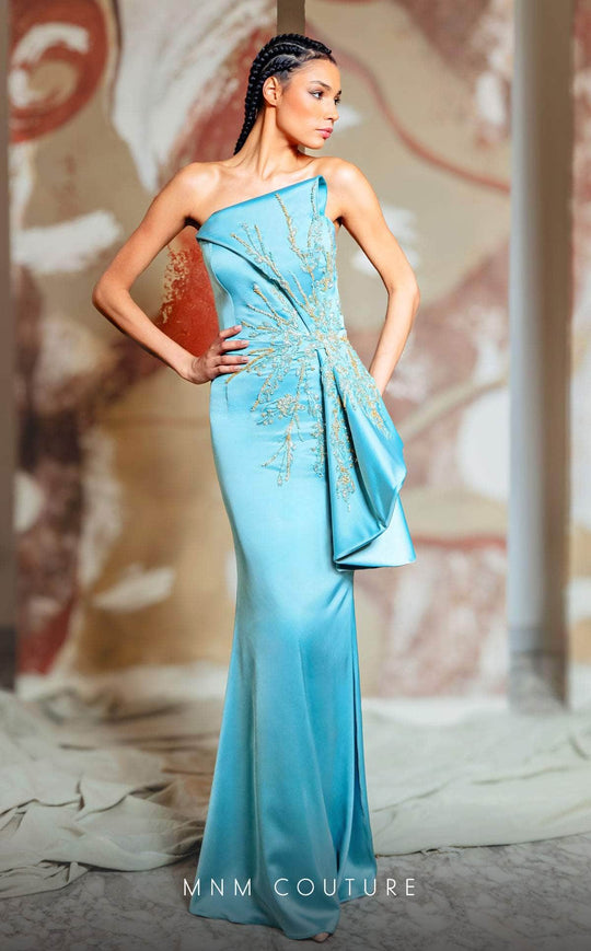 MNM Couture K4172 - Strapless Asymmetric Neck Evening Gown