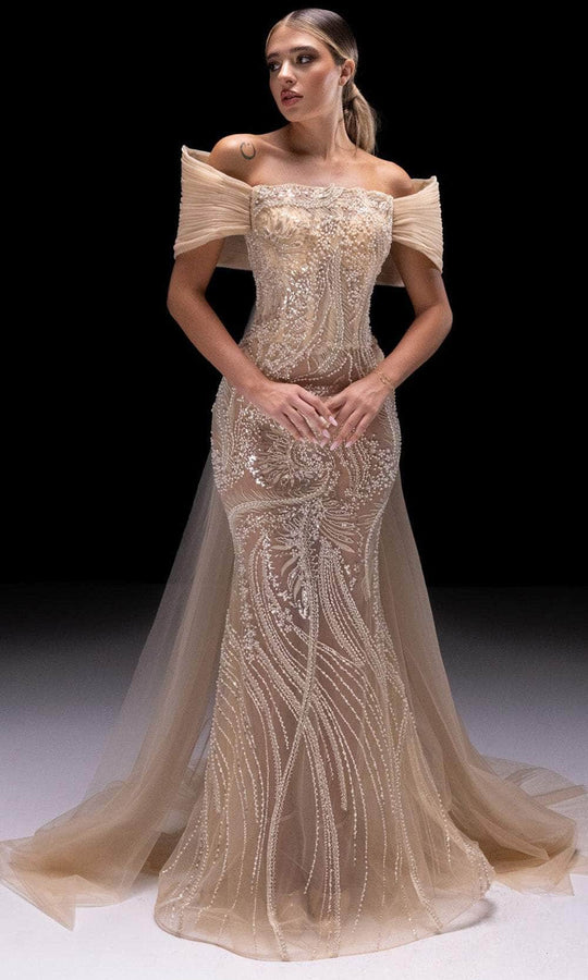 MNM Couture K4246 - Off Shoulder Embellished Mermaid Gown