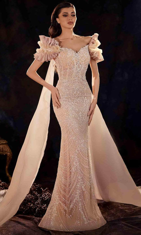 MNM Couture K4254 - Beaded Off Shoulder Sheath Gown