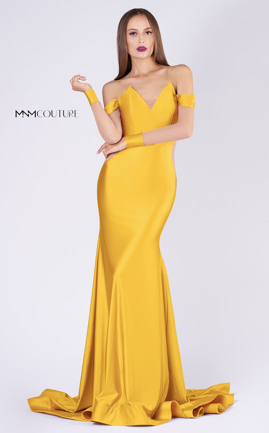 MNM Couture L0044S Off Shoulder V-Neck Dress