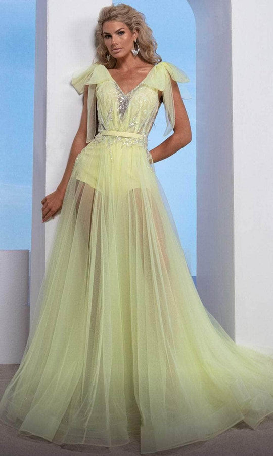 MNM Couture M0080 Bow Strap V-Neck Dress