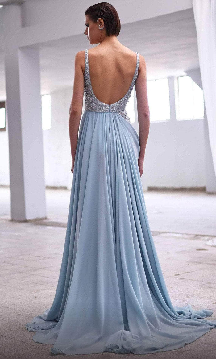 MNM COUTURE M0081 - Scoop Back Prom Gown Prom Dresses 0 / Blue