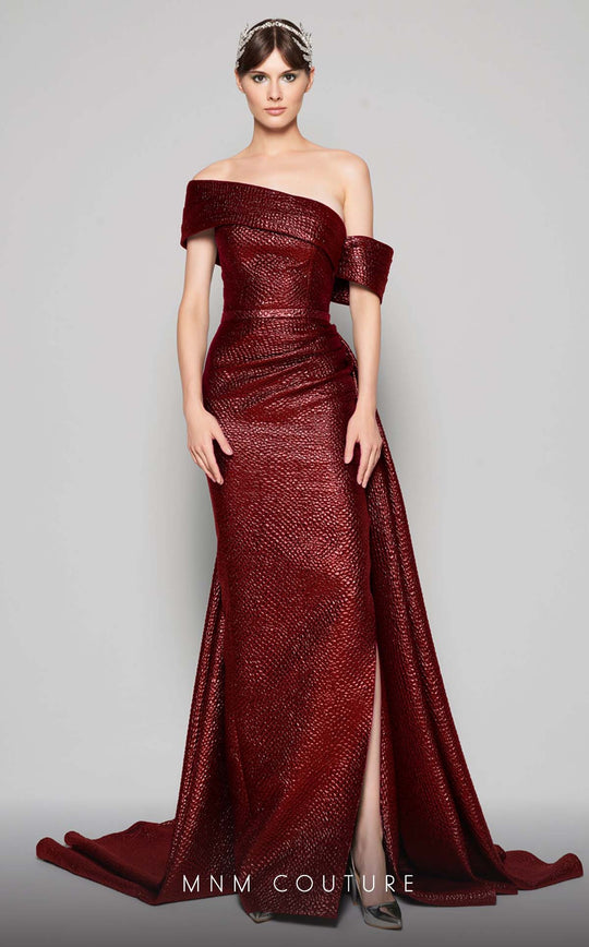 MNM Couture N0356 Embossed Asymmetric Dress