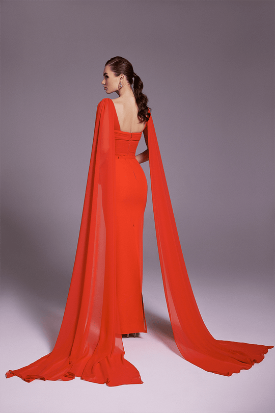 MNM Couture N0534 - Shoulder Drape Crepe Gown