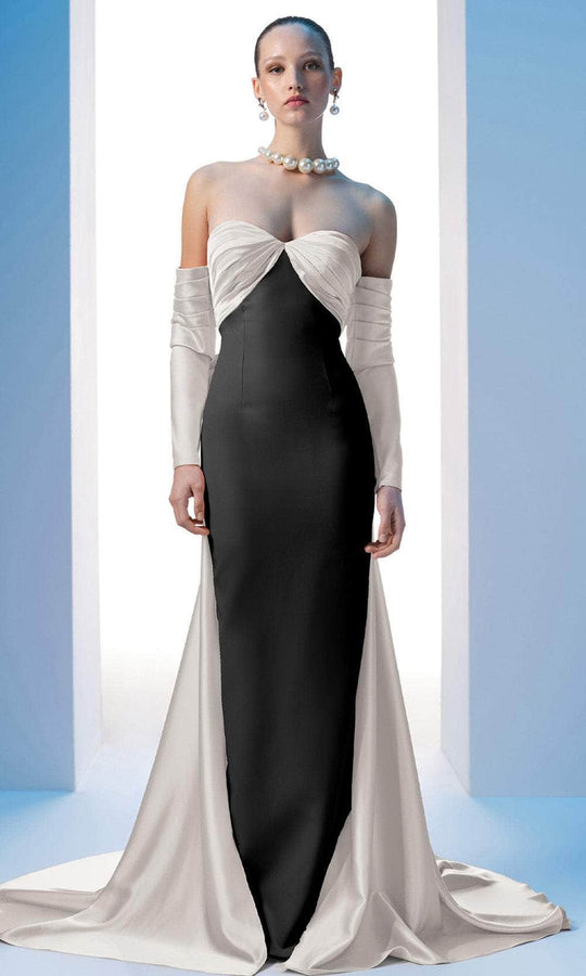 MNM Couture N0609 - Strapless Two-Tone Sheath Gown