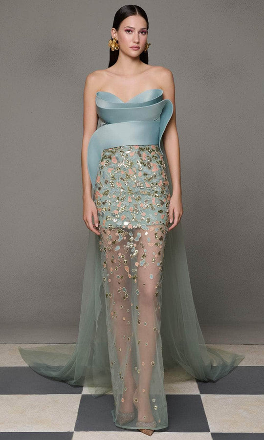 MNM Couture N0625 - Strapless Sculpted Bodice Column Gown