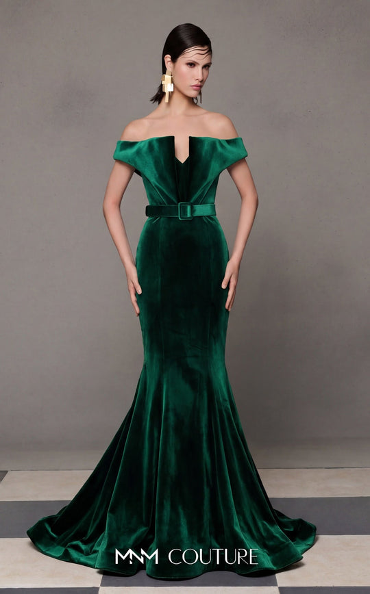 MNM Couture N0630A - Off Shoulder Sculpted Mermaid Gown