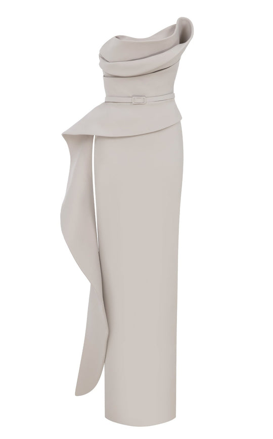 MNM Couture N0647 Asymmetric Back Slit Dress