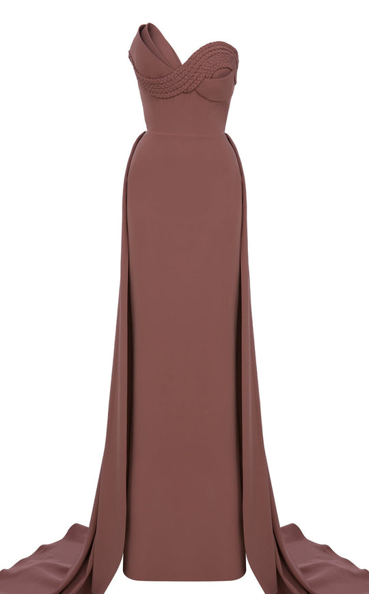 MNM COUTURE N0687 - Sweetheart Neck Overskirt Gown with Braided Detail