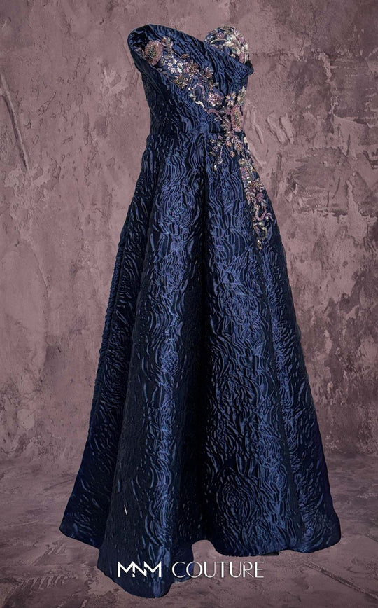 MNM Couture Q3355 Floral Beaded A-Line Dress