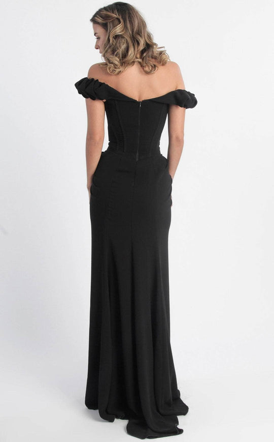 MNM Couture - Ruffled Off-Shoulder Sleeve Sheath Dress G0665