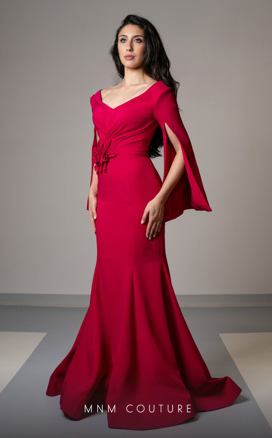 MNM Couture V02044 - Wide V-Neck Mermaid Evening Gown