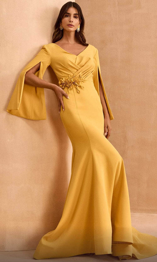 MNM Couture V02044 - Wide V-Neck Mermaid Evening Gown