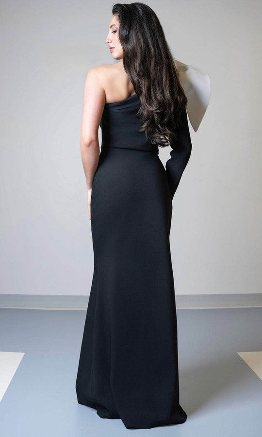 MNM Couture V07245 - One Shoulder Fitted Gown with Oversized Bow