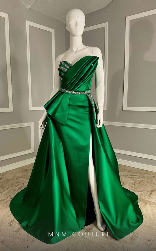 MNM Couture V07353 - Draped V-Neck Evening Gown