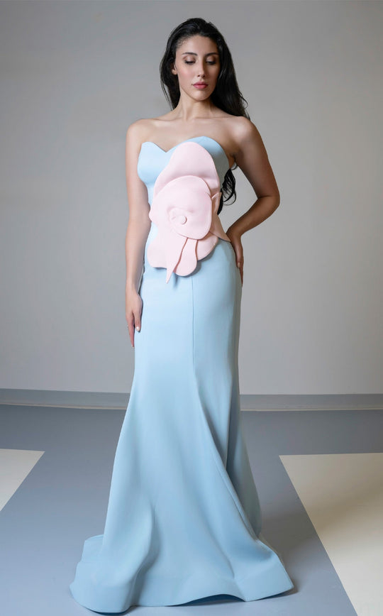 MNM Couture V07421 Sculptural Floral Mermaid Dress