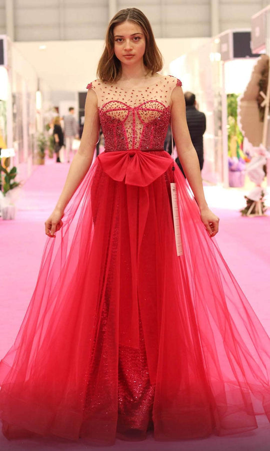 MNM Couture V6502 - Beaded Illusion Bateau Evening Gown