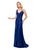 Mon Cheri - Beaded Lace A-Line Gown with Detachable Sleeves 117909 CCSALE 10 / Sapphire