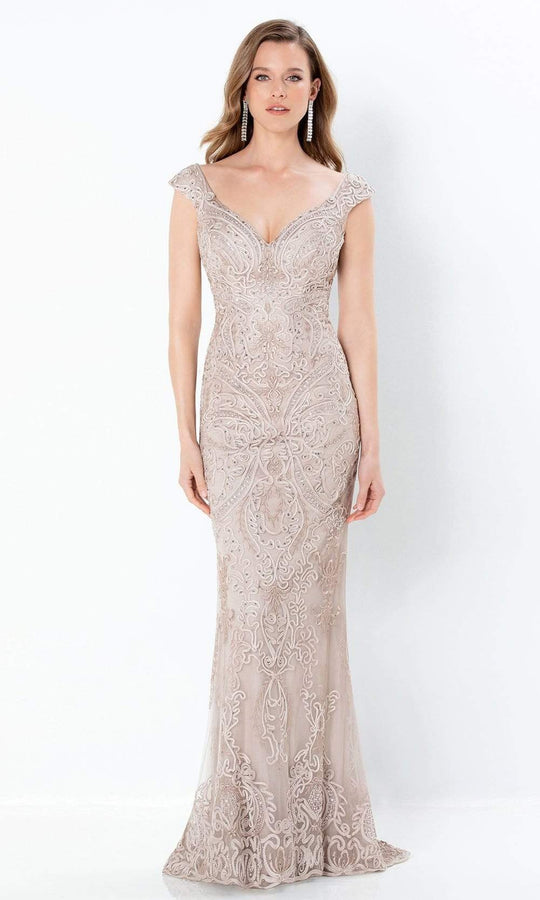 Montage by Mon Cheri - 220934 Beaded Soutache Cap Sleeved Sheath Gown