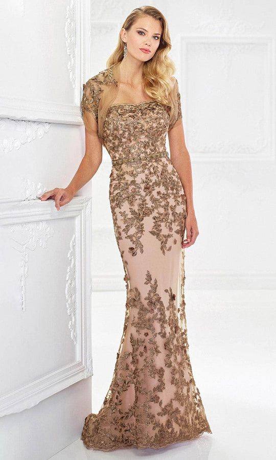 Montage by Mon Cheri 118961 Floral Applique Sheath Dress