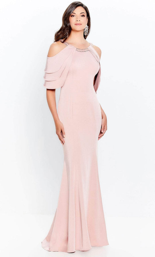 Montage by Mon Cheri 120906W - Cold Shoulder Tiered Sleeve Evening Dress