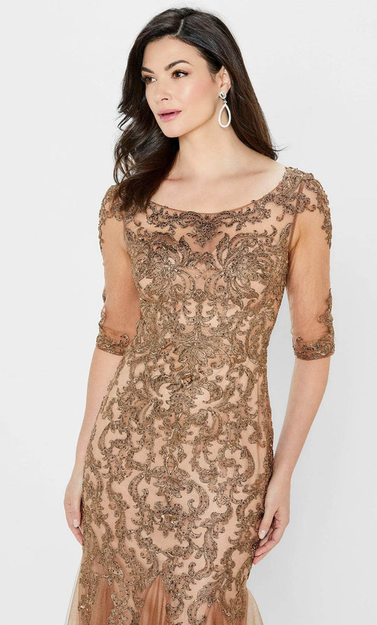 Montage by Mon Cheri 122901W - Lace Scoop Neck Evening Gown