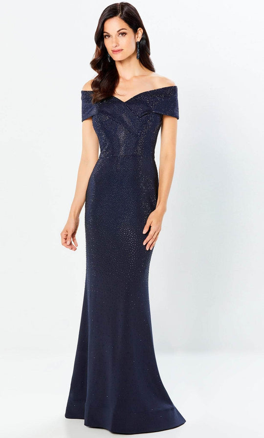 Montage by Mon Cheri 220949W - Embellished Off-Shoulder Evening Dress
