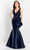 Montage by Mon Cheri M2206 - Satin Embroidered Mermaid Gown Special Occasion Dress 4 / Navy