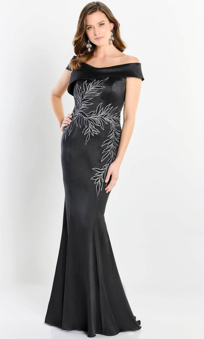 Montage by Mon Cheri M2210 - Silk-Made Off Shoulder Formal Gown Special Occasion Dress 4 / Black