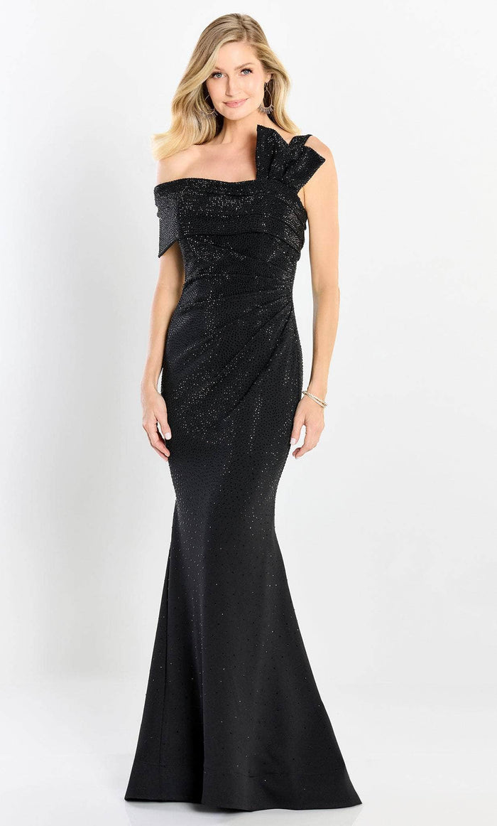 Montage by Mon Cheri M2214 - One Strap Beaded Trumpet Gown Special Occasion Dress 4 / Black