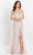 Montage by Mon Cheri M2216 - Pearl and Beaded Illusion Slit Gown Special Occasion Dress 4 / Blush