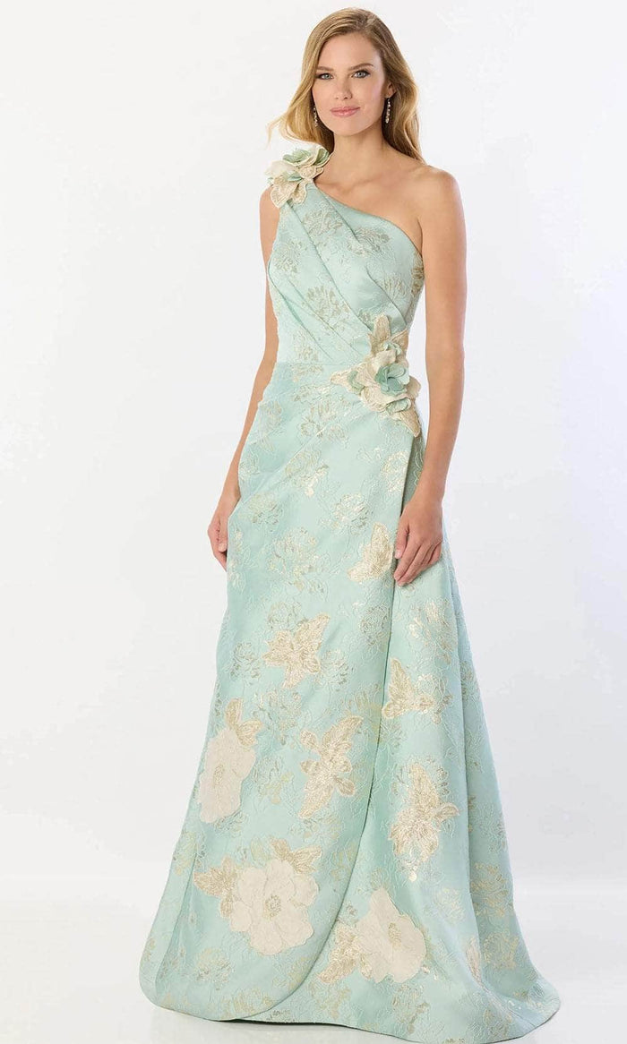 Montage by Mon Cheri M2229 - Ruched One Shoulder Prom Gown Prom Dresses 4 / Aqua Gold