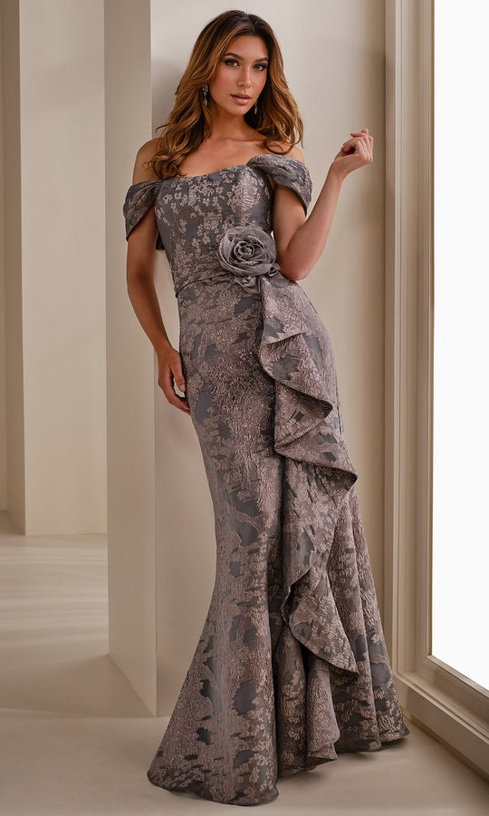 Montage by Mon Cheri M3103 - Brocade Off Shoulder Sheath Gown