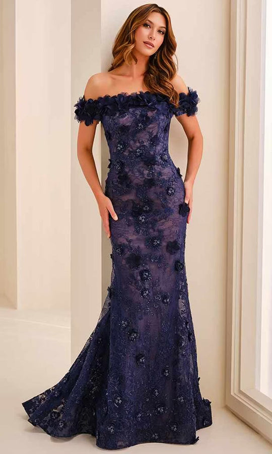Montage by Mon Cheri M3215 - Off Shoulder 3D Floral Evening Dress