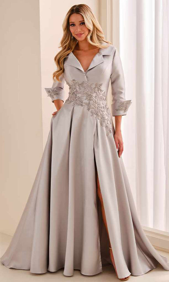Montage by Mon Cheri M3220 - Collared A-Line Formal Dress with Slit