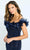 Montage by Mon Cheri M503 - Ruffled Neck Sheath Formal Dress Mother of the Bride Dresses 14 / Navy
