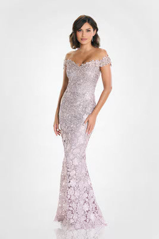 Montage by Mon Cheri M507 - Off Shoulder Applique Long Dress