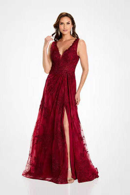 Montage by Mon Cheri M527 - Plunging V-Neck Lace Mother of the Bride Dress