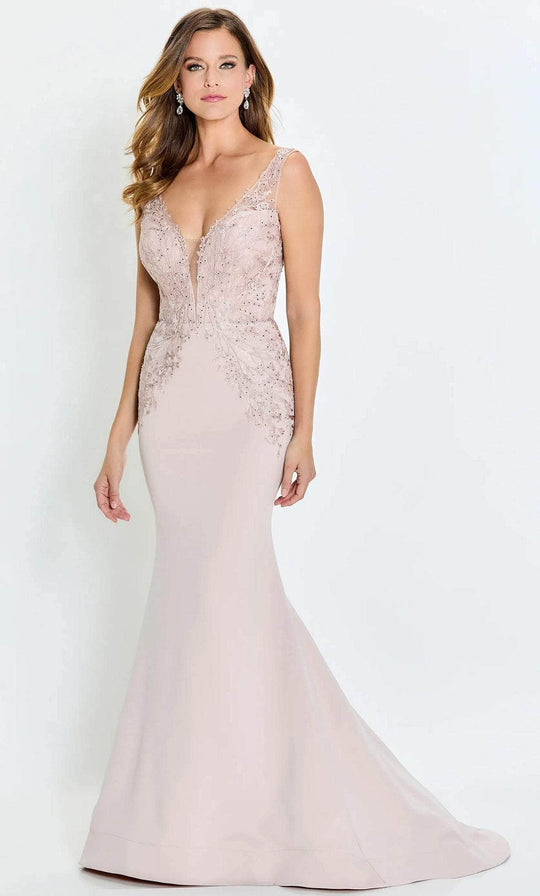 Montage by Mon Cheri M528 - Appliqued V-Neck Mermaid Mother of the Bride Dress