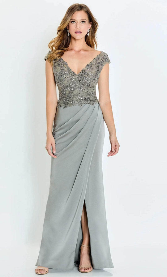 Montage by Mon Cheri M532 - Cap Sleeve Evening Gown with Slit