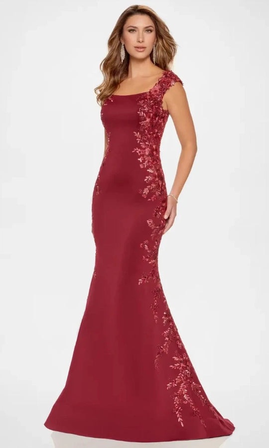 Montage by Mon Cheri M847 - Beaded Lace Crepe Mermaid Gown