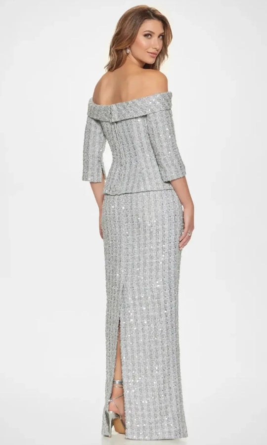 Montage by Mon Cheri M849 Tweed Off Shoulder Pantsuit