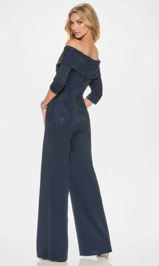 Montage by Mon Cheri M850 - Beaded Off-Shoulder Jumpsuit