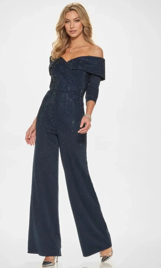Montage by Mon Cheri M850 - Beaded Off-Shoulder Jumpsuit