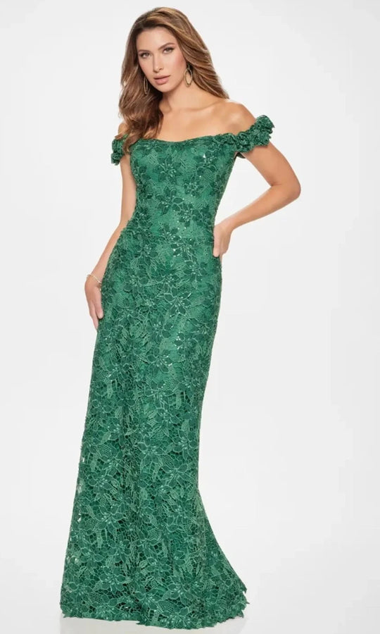 Montage by Mon Cheri M854 - Off Shoulder Venise Lace A-Line Gown